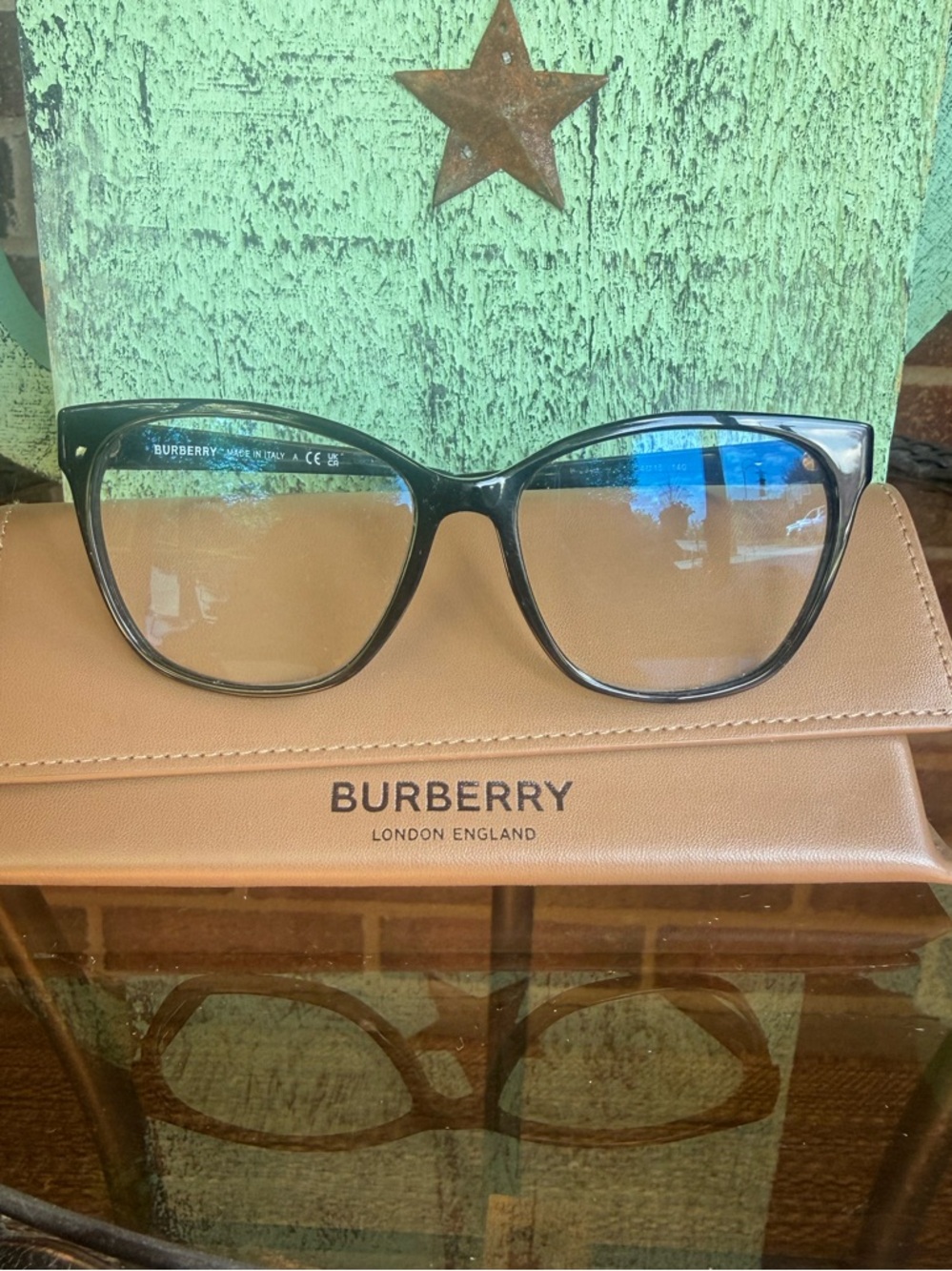 Burberry Black Prescription Eyeglasses with Brown Case